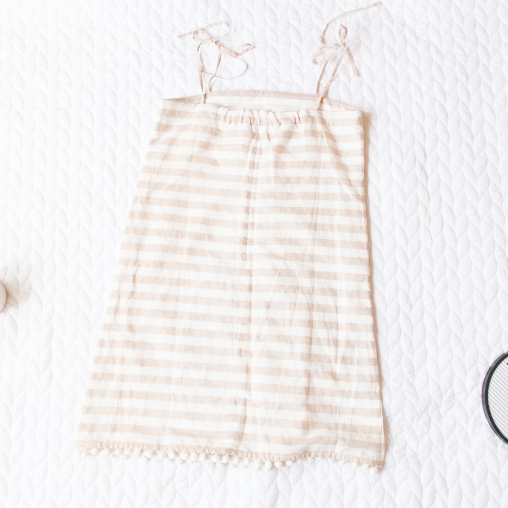 J. Crew | NWT Striped PomPom Trim Tie Strap Dress - Picture 6 of 7